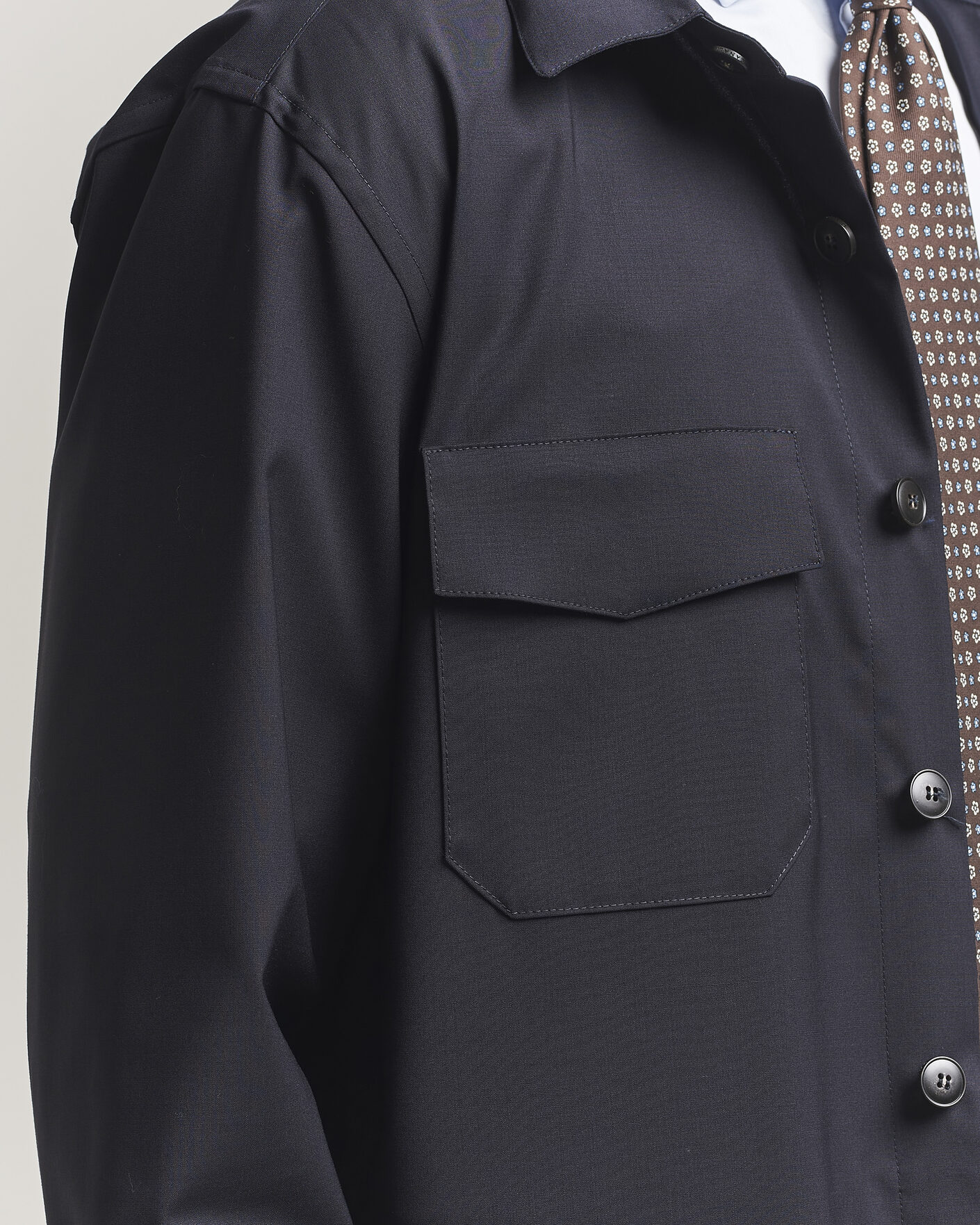 Men | Shirts | Canali | Travel Wool Overshirt Navy