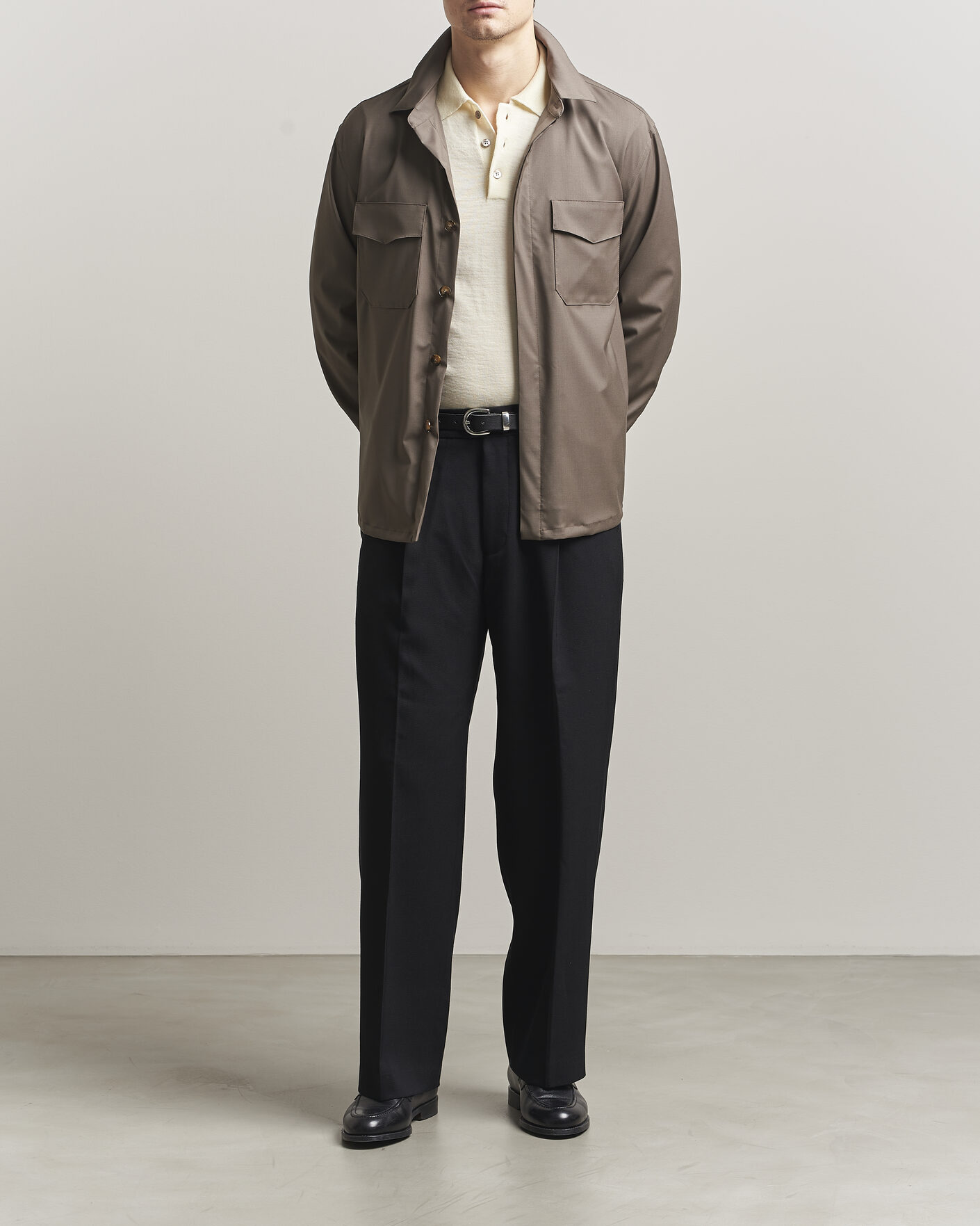 Men | Shirts | Canali | Travel Wool Overshirt Brown