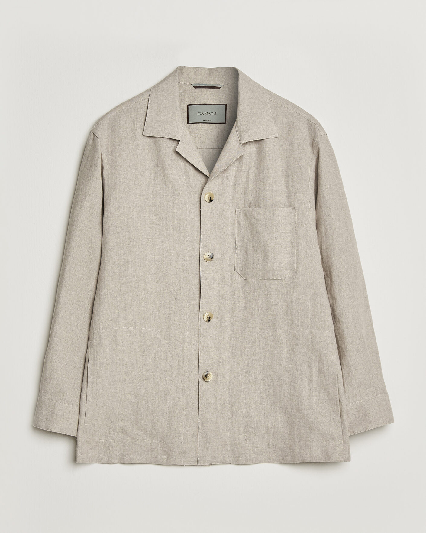Men | Shirts | Canali | Linen Shirt Jacket Beige