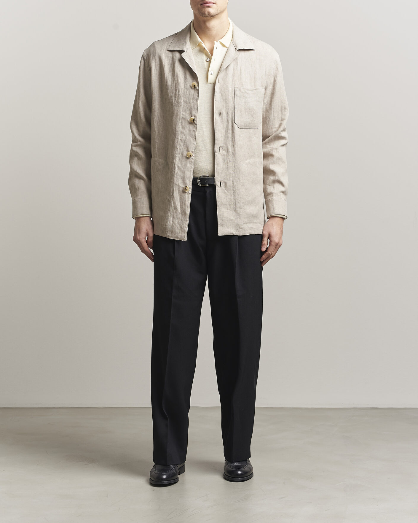 Men | Shirts | Canali | Linen Shirt Jacket Beige