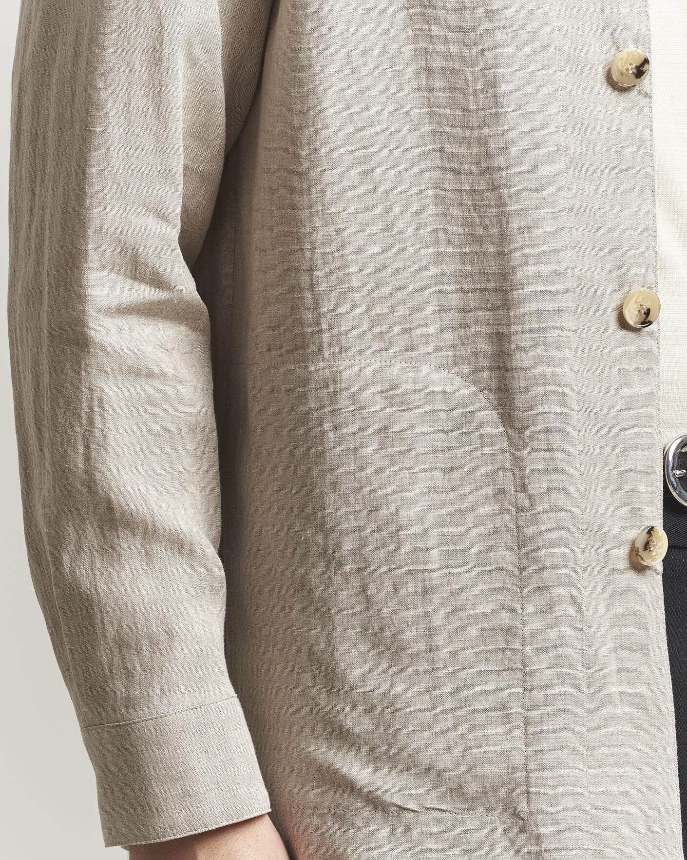 Men | Shirts | Canali | Linen Shirt Jacket Beige