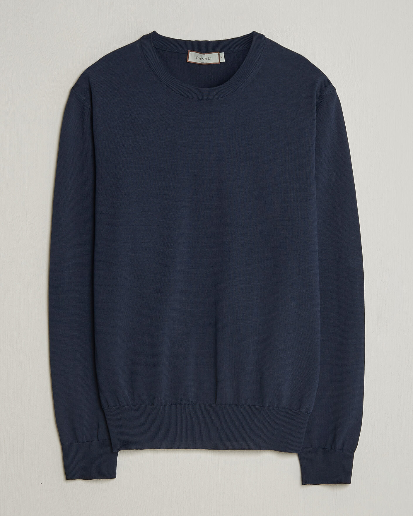 Men | Sweaters & Knitwear | Canali | Cotton Crew Neck Pullover Navy