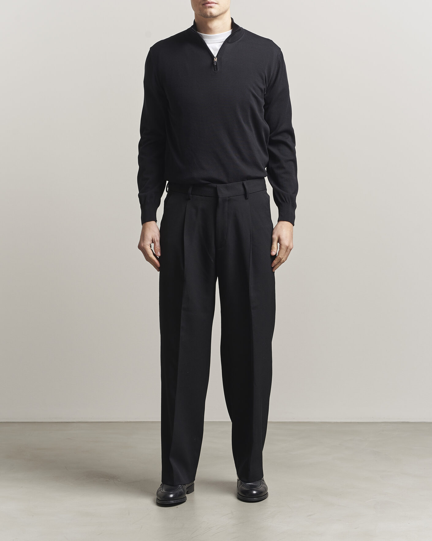 Men | Sweaters & Knitwear | Canali | Cotton Half Zip Black