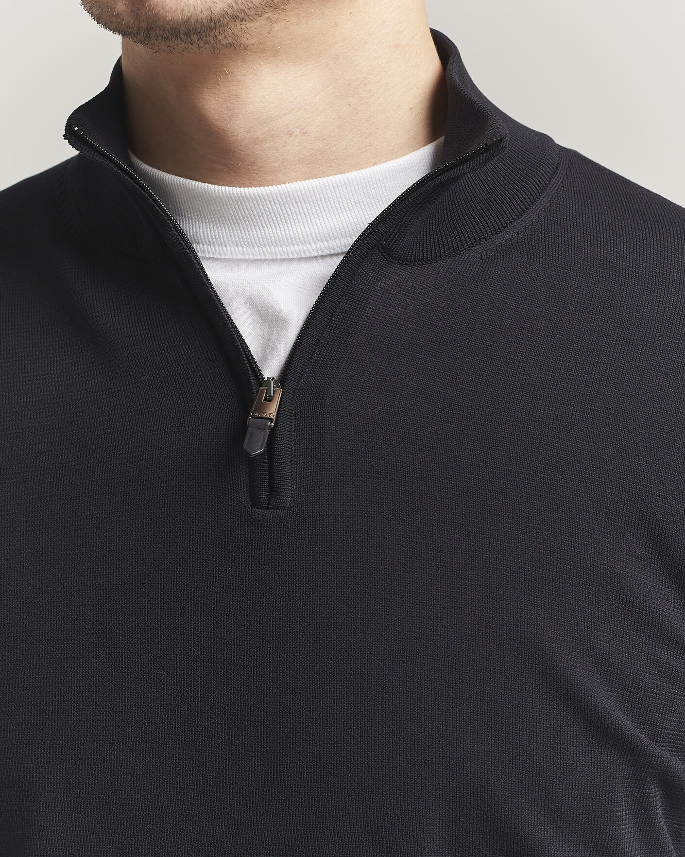 Men | Sweaters & Knitwear | Canali | Cotton Half Zip Black