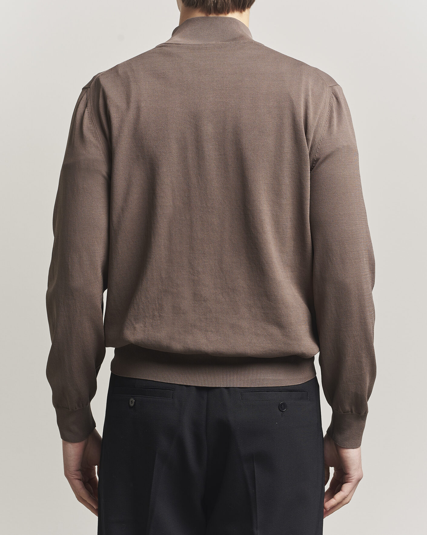 Men | Sweaters & Knitwear | Canali | Cotton Half Zip Brown
