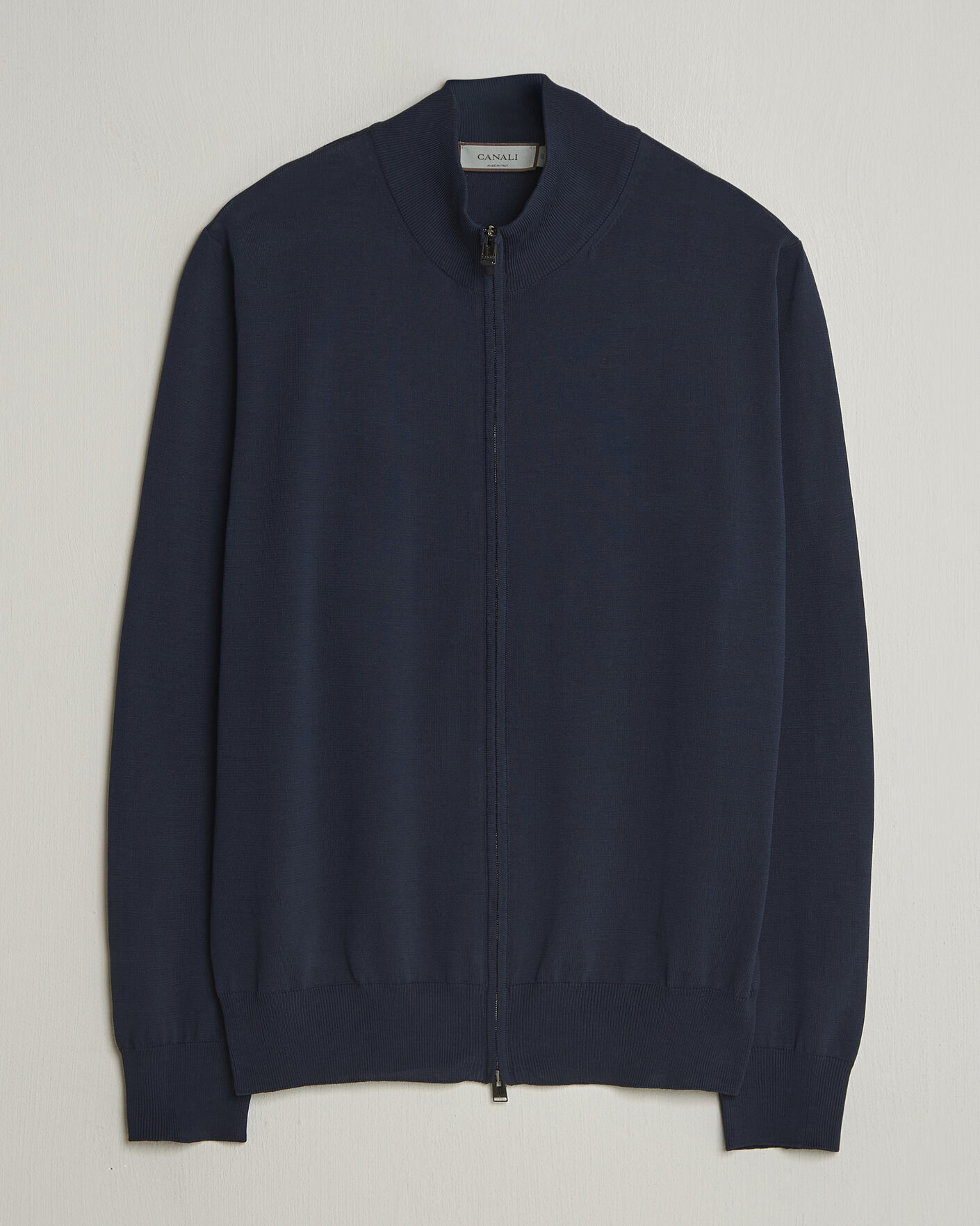 Men | Sweaters & Knitwear | Canali | Cotton Full Zip Navy