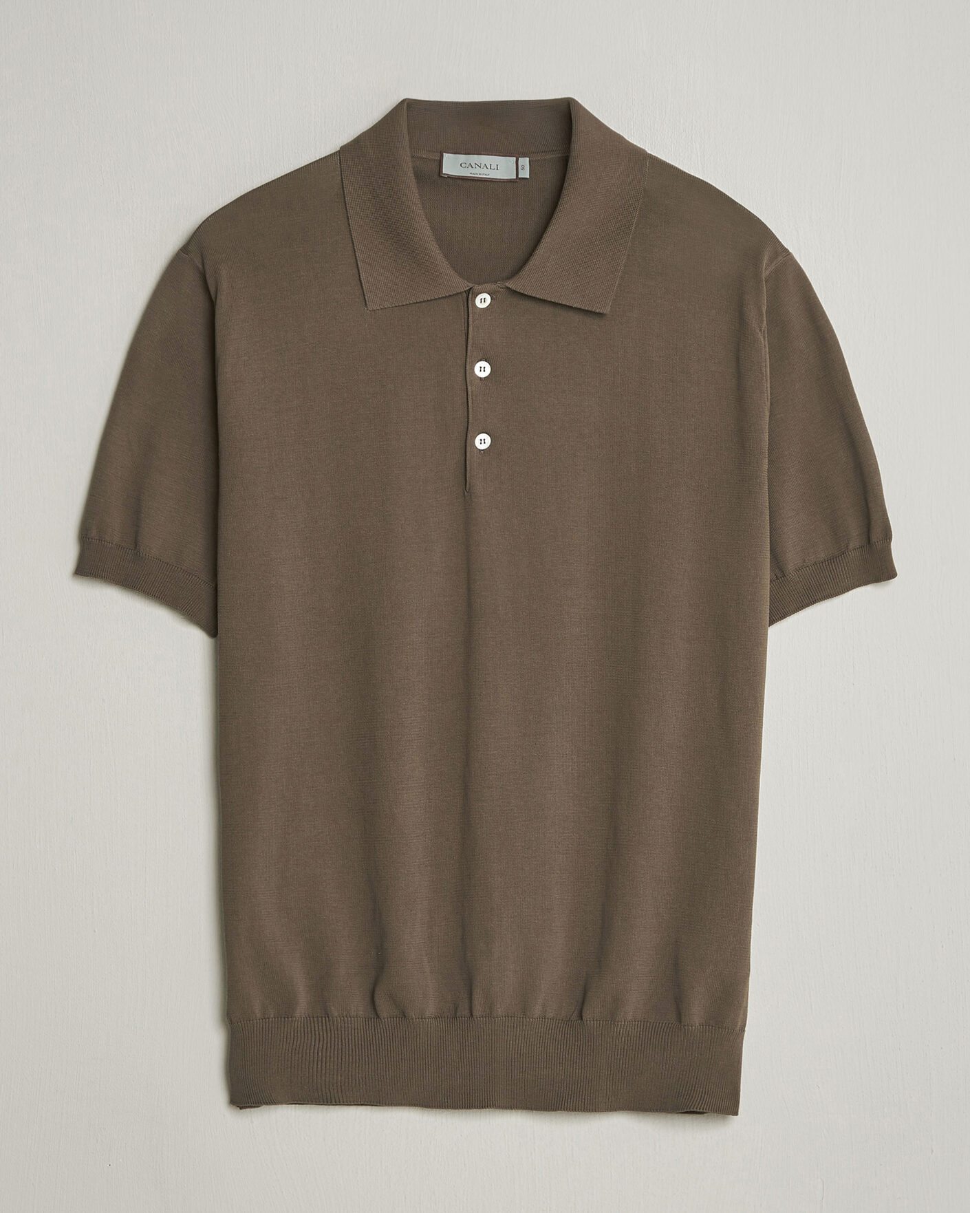 Men | Polo Shirts | Canali | Cotton Short Sleeve Polo Brown