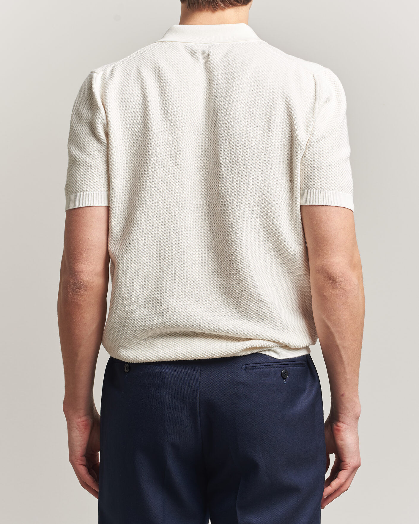 Men | Polo Shirts | Canali | Textured Knit Short Sleeve Polo Off White