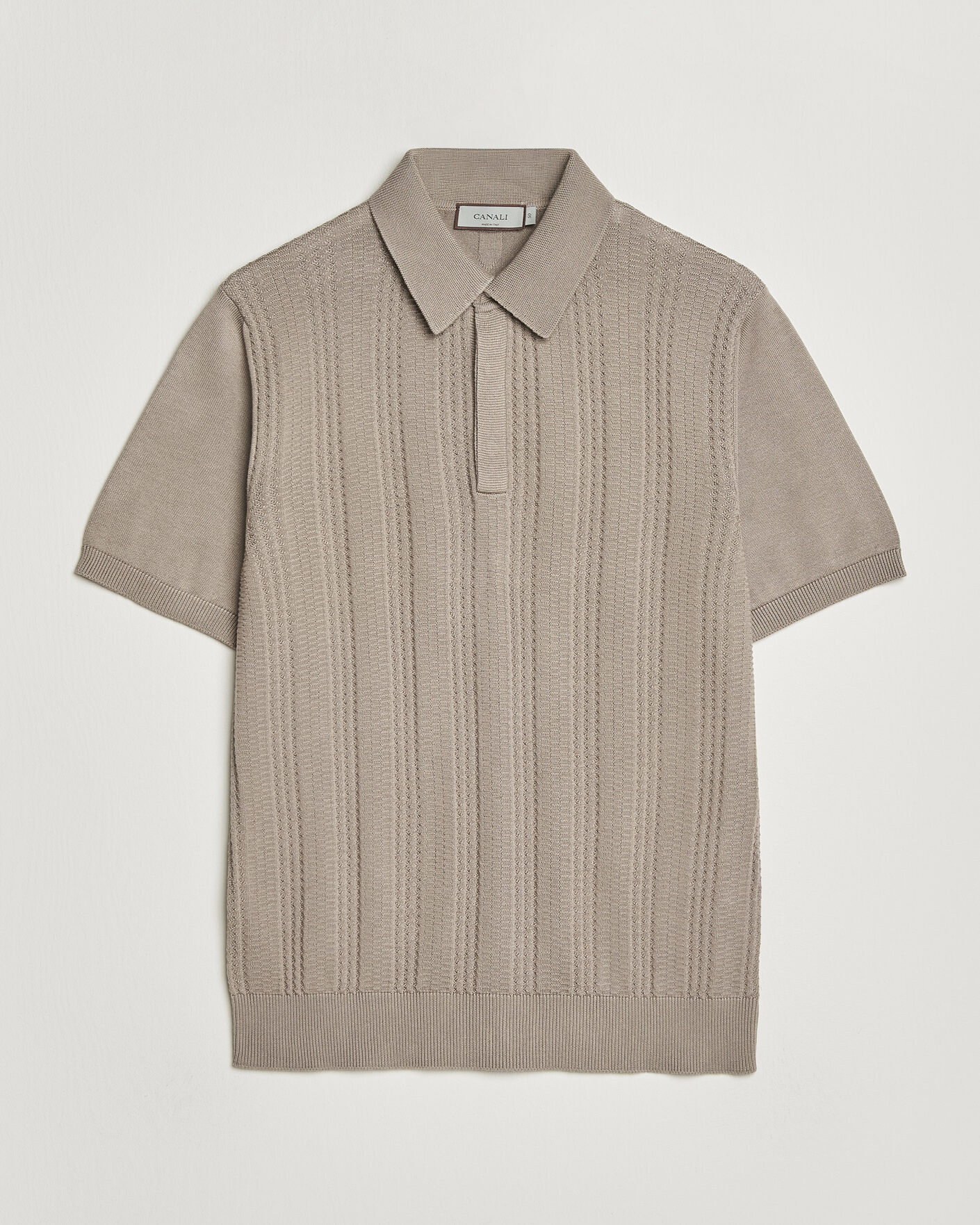 Men | Polo Shirts | Canali | Jacquard Short Sleeve Polo Beige