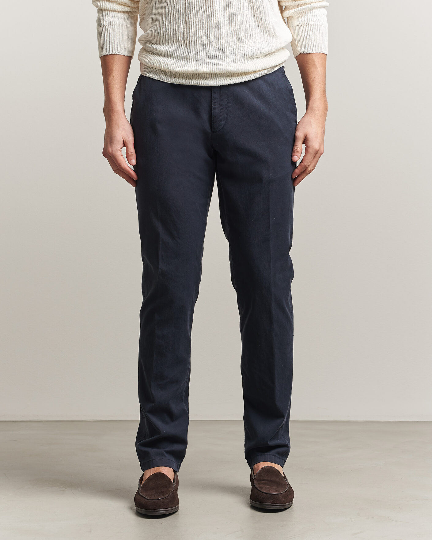 Men | Trousers | Canali | Regular Fit Cotton/Stretch Chinos Navy