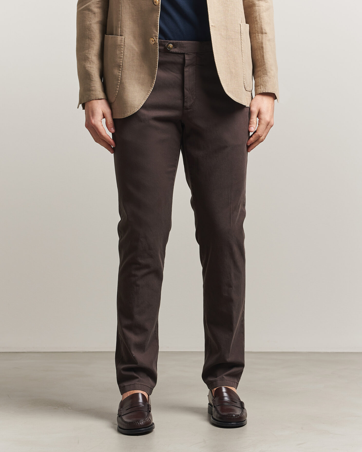 Men | Trousers | Canali | Regular Fit Cotton/Stretch Chinos Dark Brown