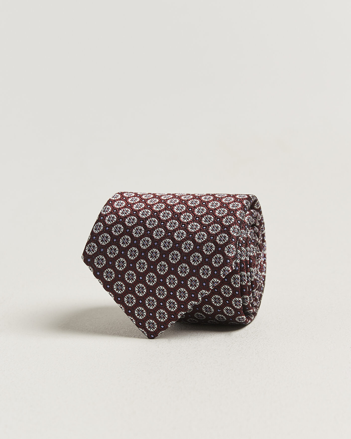 Men | Ties | Canali | Jacquard Flower Silk Tie Burgundy