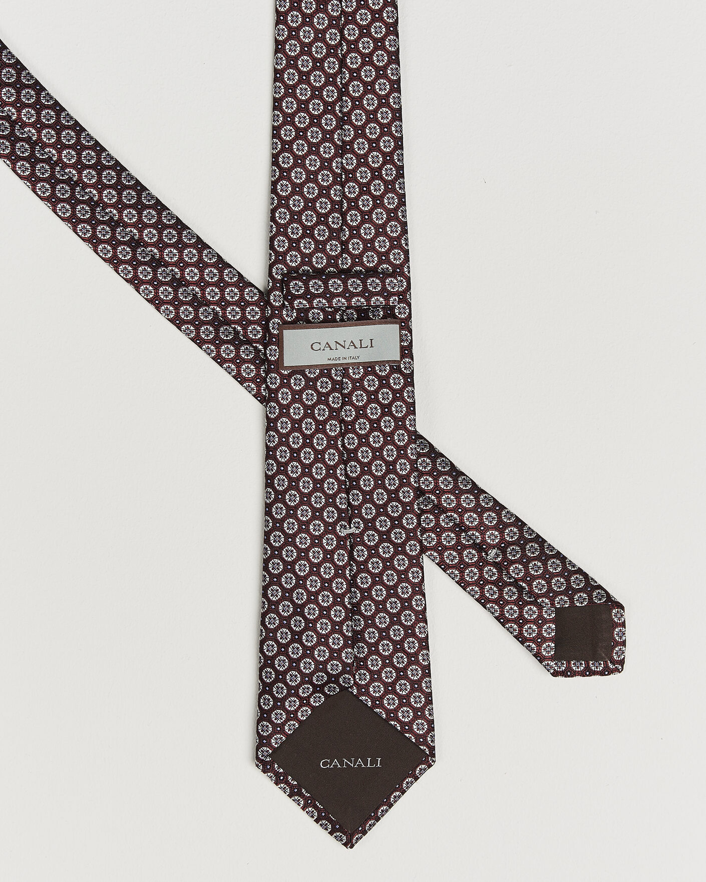 Men | Ties | Canali | Jacquard Flower Silk Tie Burgundy
