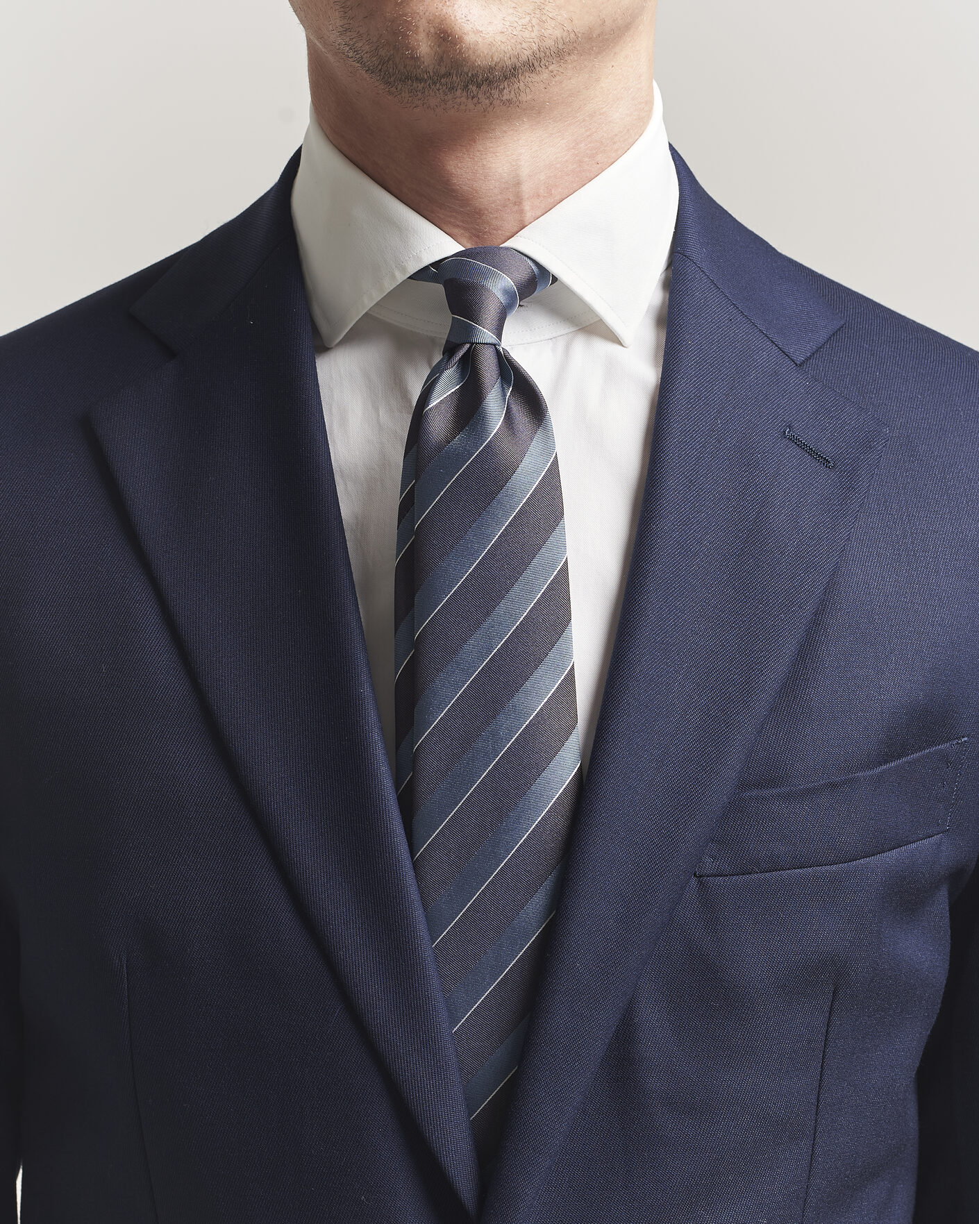 Men | Ties | Canali | Regimental Stripe Silk Tie Brown/Blue