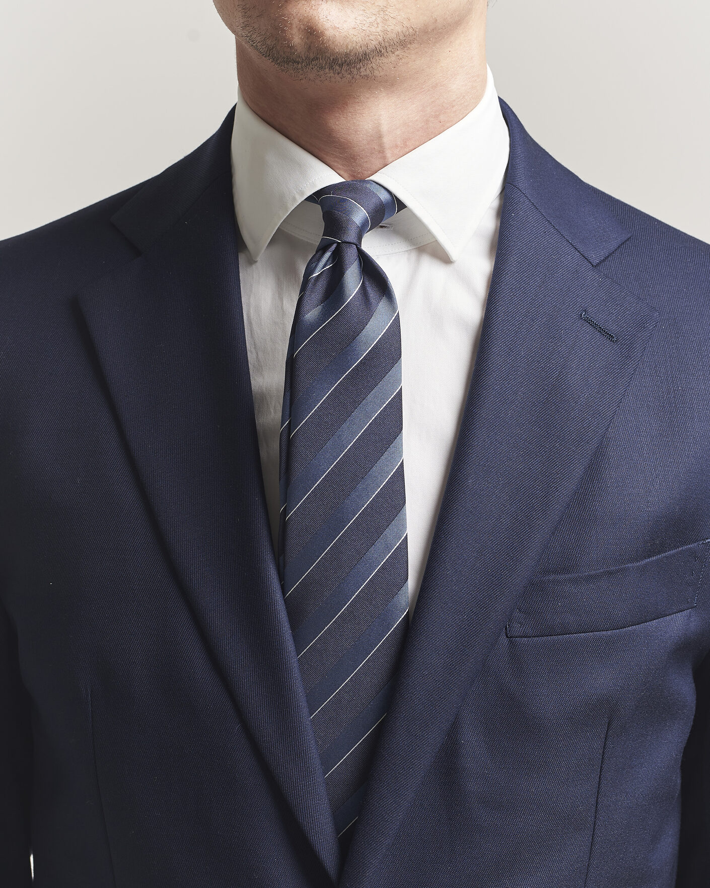 Men | Ties | Canali | Regimental Stripe Silk Tie Navy/Blue