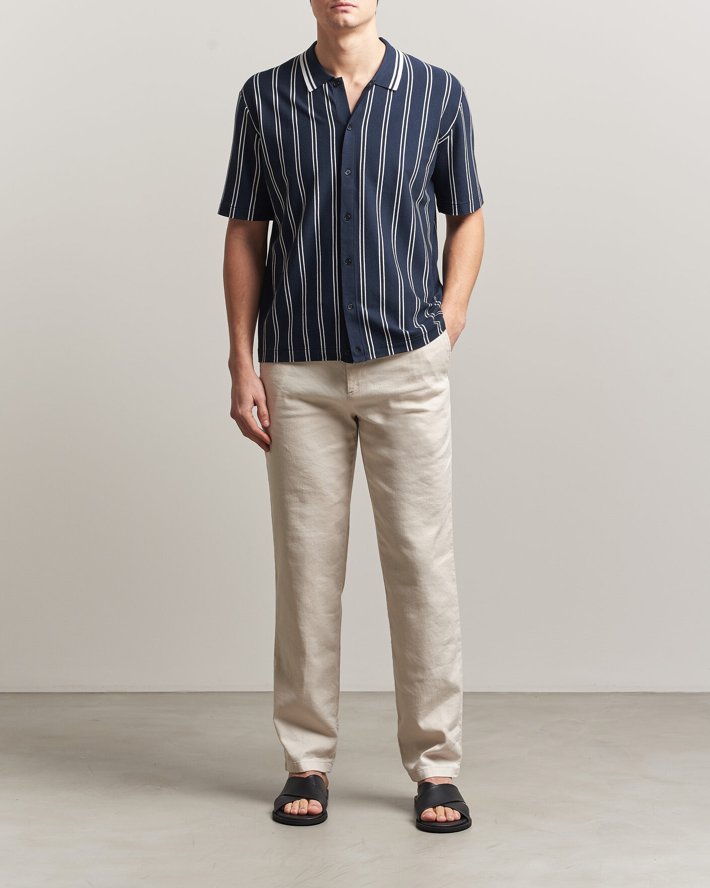 Men | Trousers | J.Lindeberg | Logan Stretch Linen Pants Moonbeam