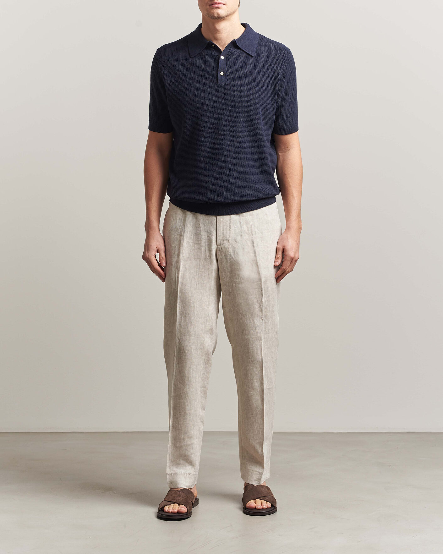 Men | Trousers | J.Lindeberg | Soren Drape Linen Pants Moonbeam