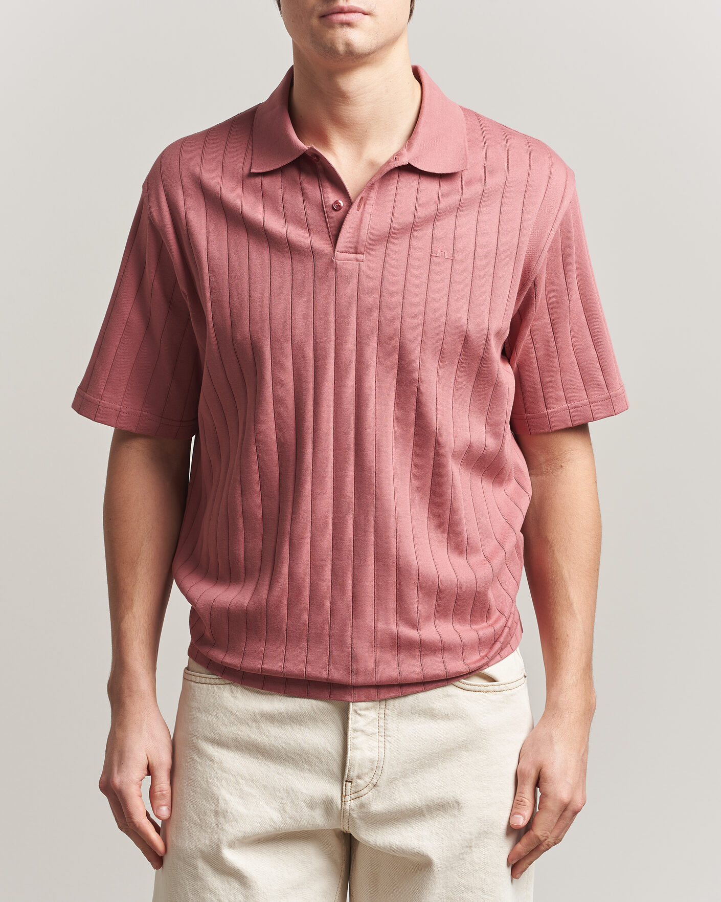 Men | Polo Shirts | J.Lindeberg | Simon Striped Polo Withered Rose