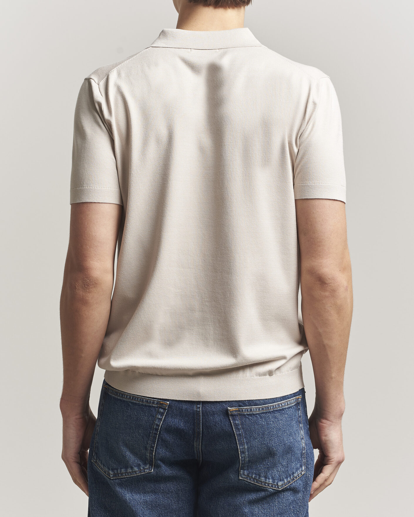 Men | Polo Shirts | J.Lindeberg | Ridge Knitted Polo Moonbeam