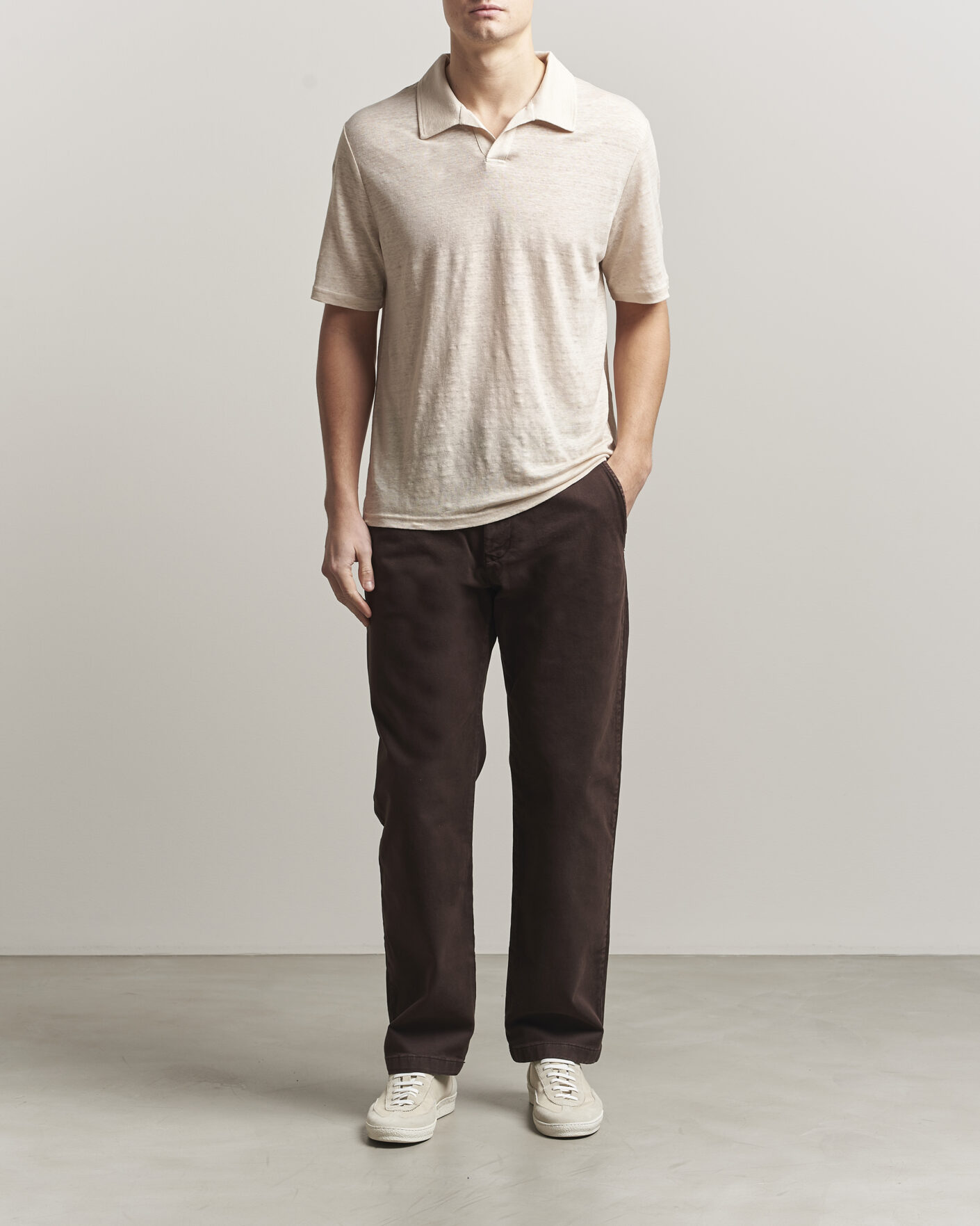 Men | Polo Shirts | J.Lindeberg | Roy Linen Polo Moonbeam