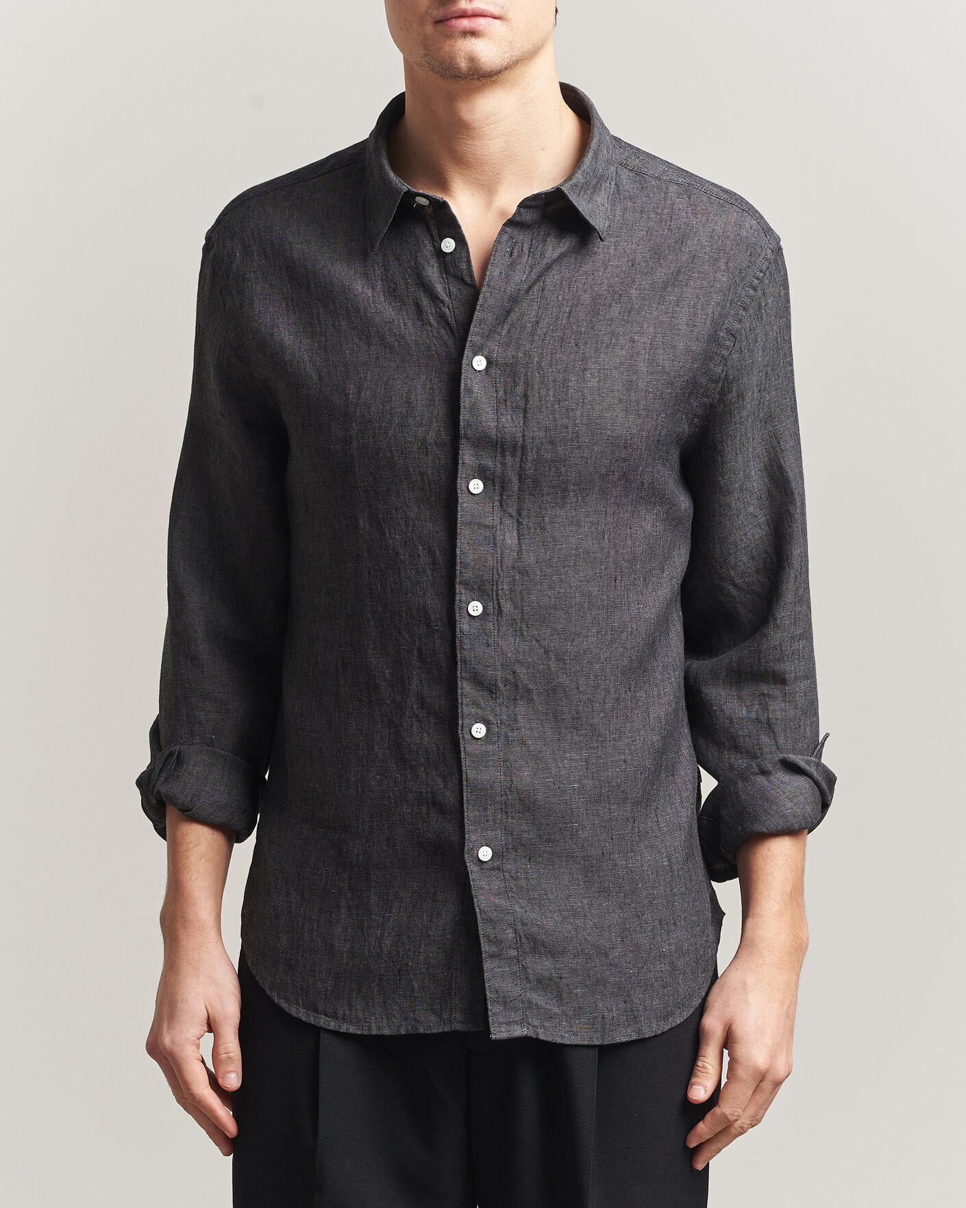 Men | Shirts | J.Lindeberg | Marlon Linen Melange Shirt Black