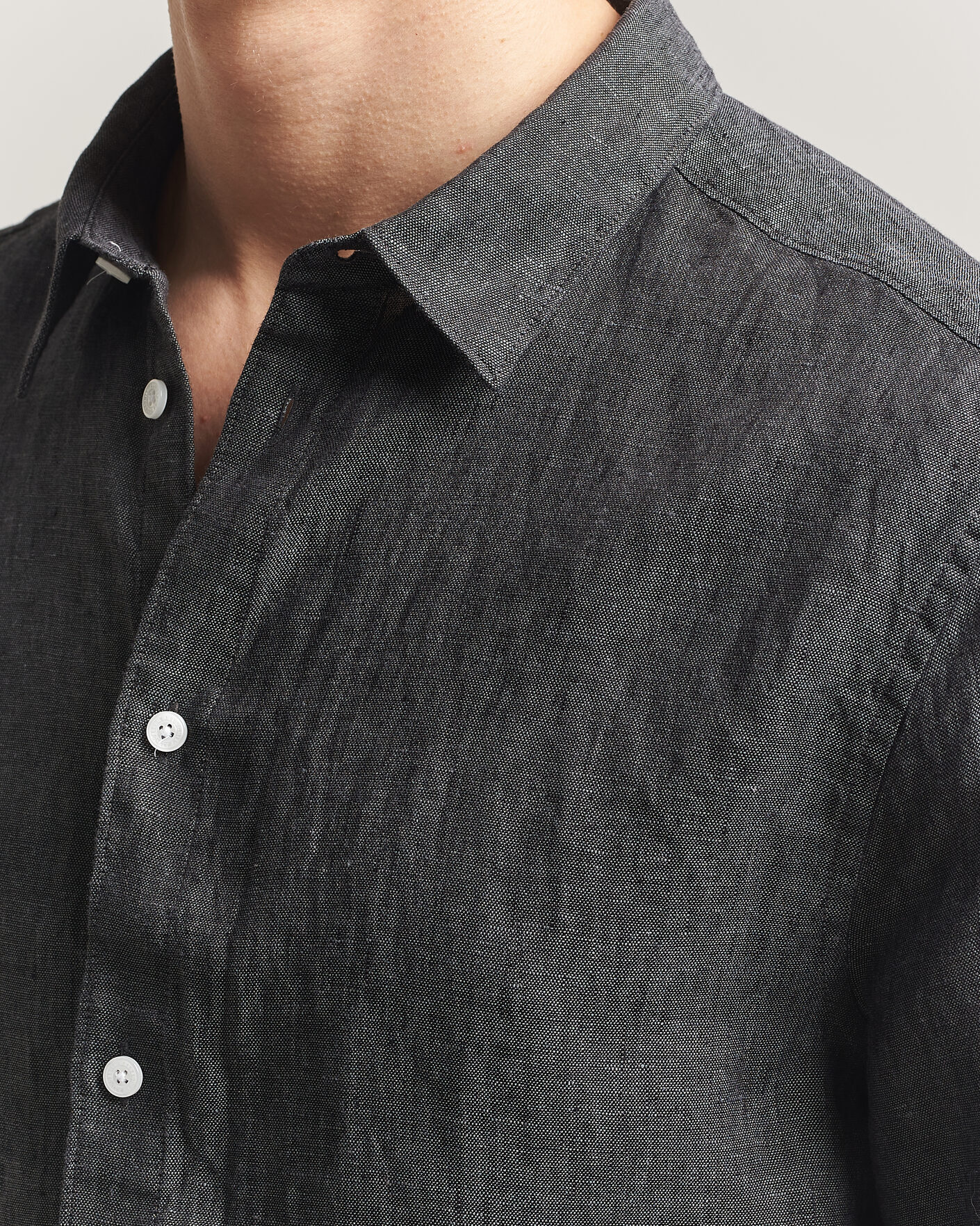 Men | Shirts | J.Lindeberg | Marlon Linen Melange Shirt Black