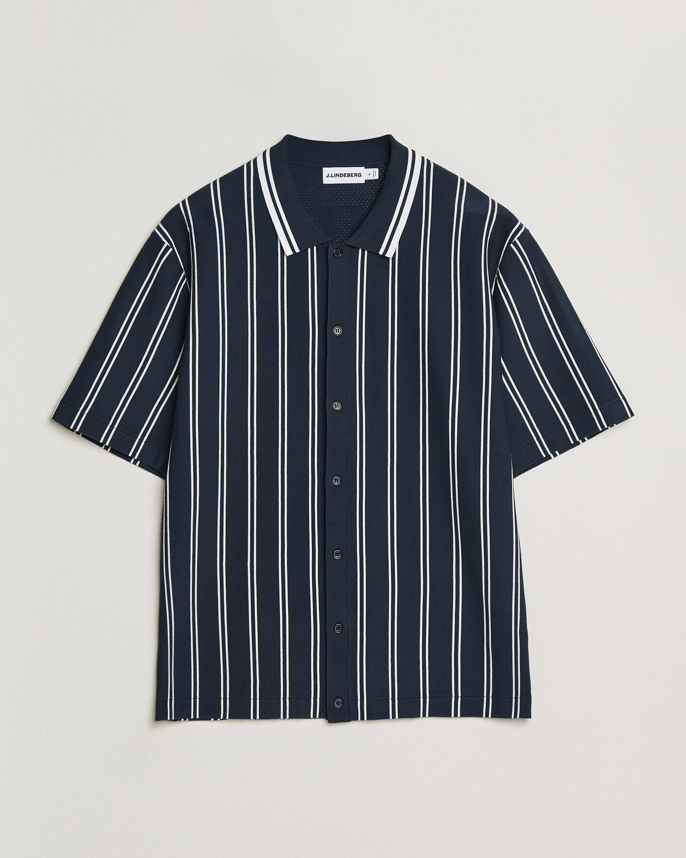J.Lindeberg Rue Knit Short Sleeve Shirt JL Navy at CareOfCarl.com
