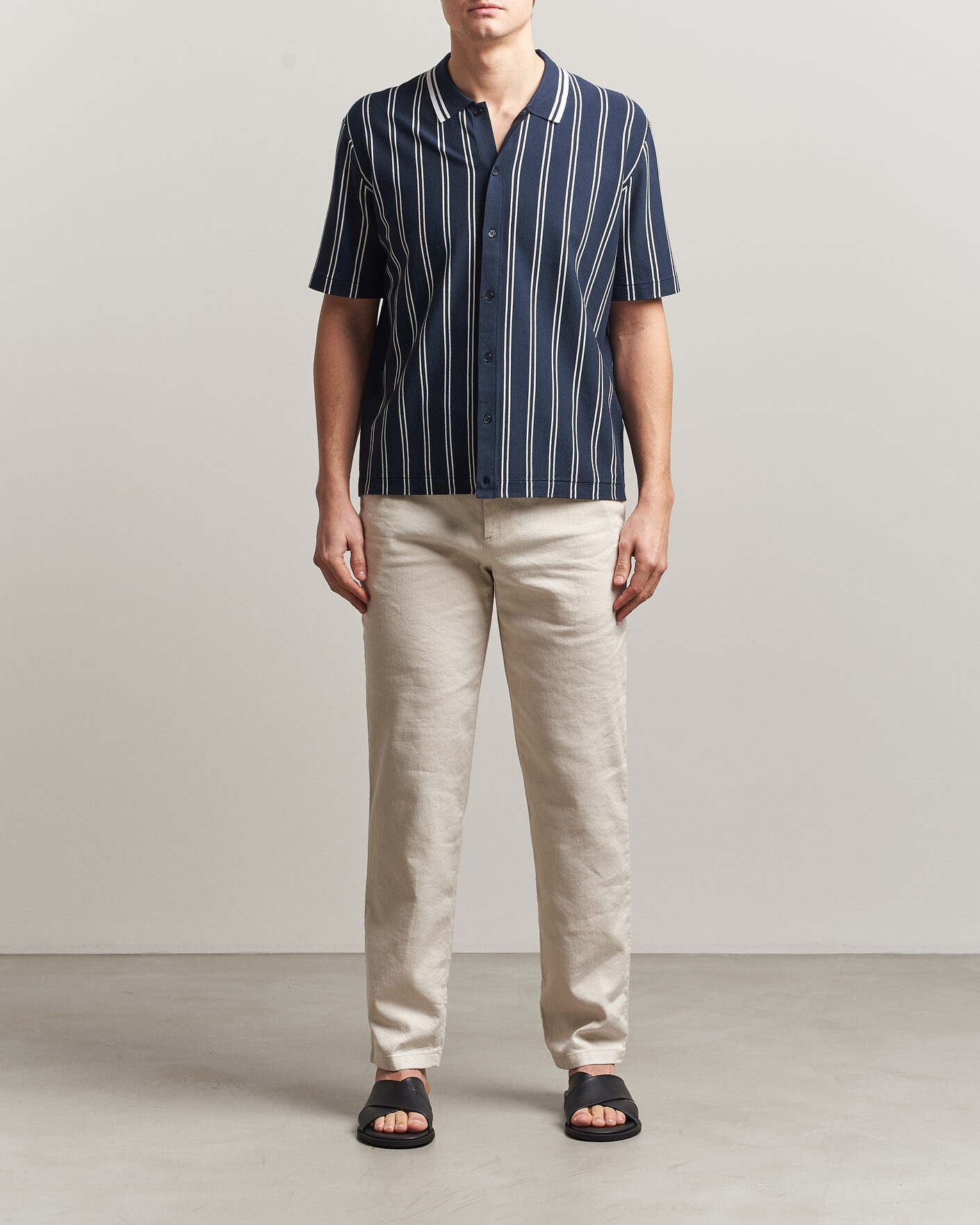 Men | Shirts | J.Lindeberg | Rue Knit Short Sleeve Shirt JL Navy