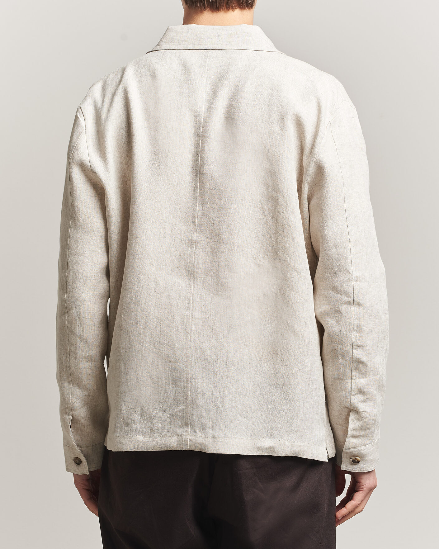 Men | Shirts | J.Lindeberg | Julius Drape Linen Overshirt Moonbeam