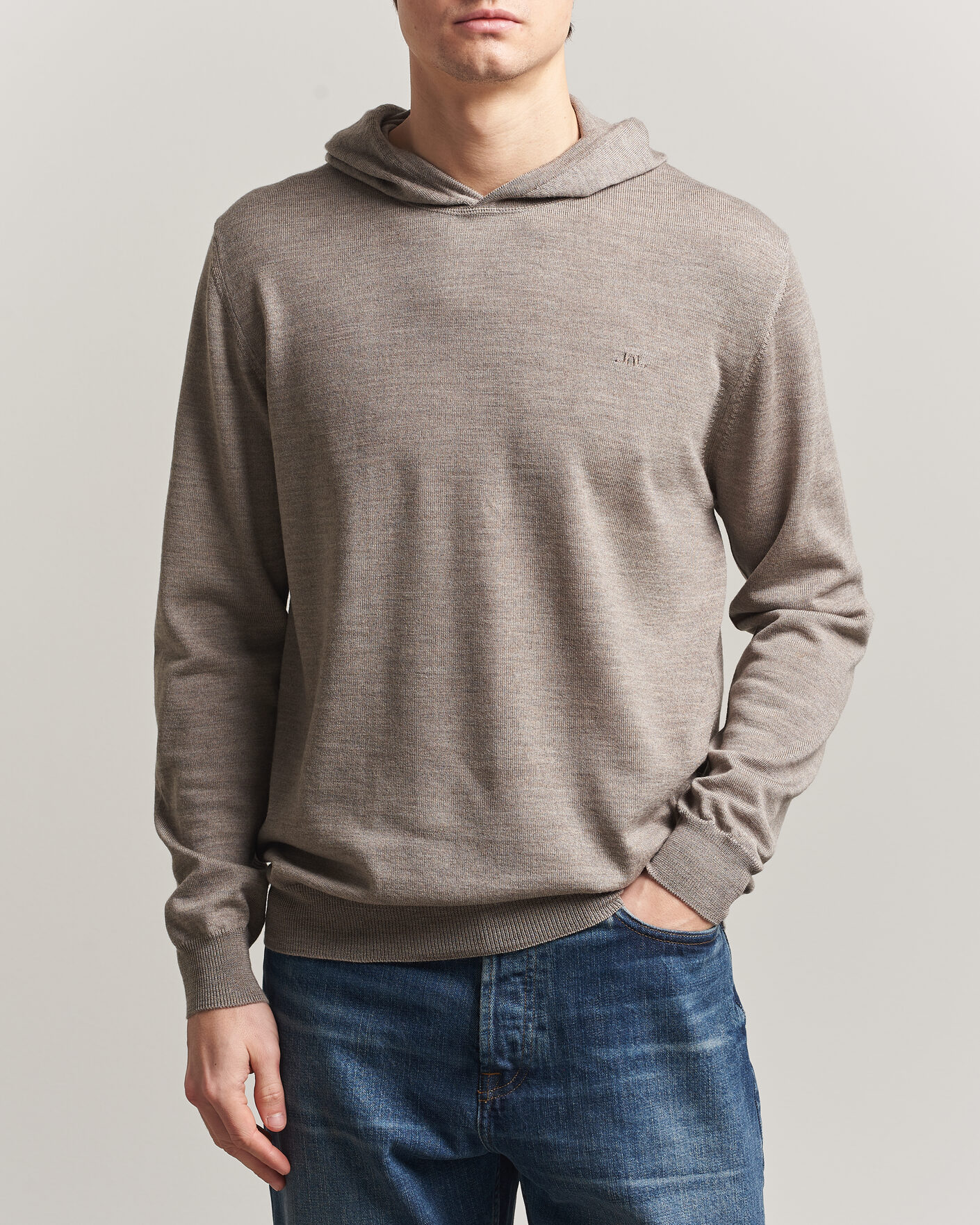 Men | Sweaters & Knitwear | J.Lindeberg | Karl Merino Hoodie Brindle Melange