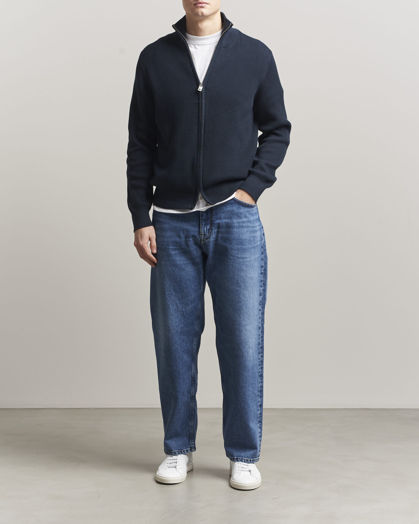 GARNER （ガルニエ）　フルジップニット J.Lindeberg Alexis Full Zip Cardigan JL Navy at CareOfCarl.com