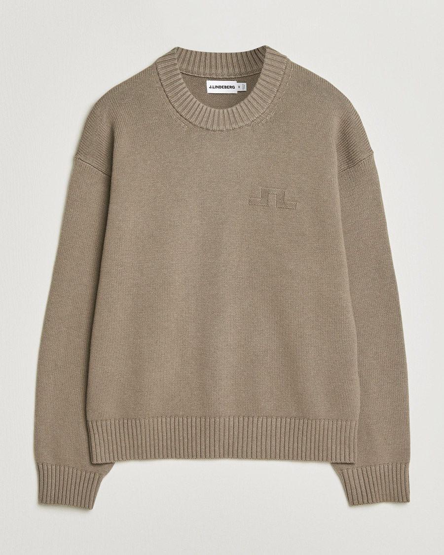 Men | Sweaters & Knitwear | J.Lindeberg | Eddy Cotton Wool Crew Neck Brindle