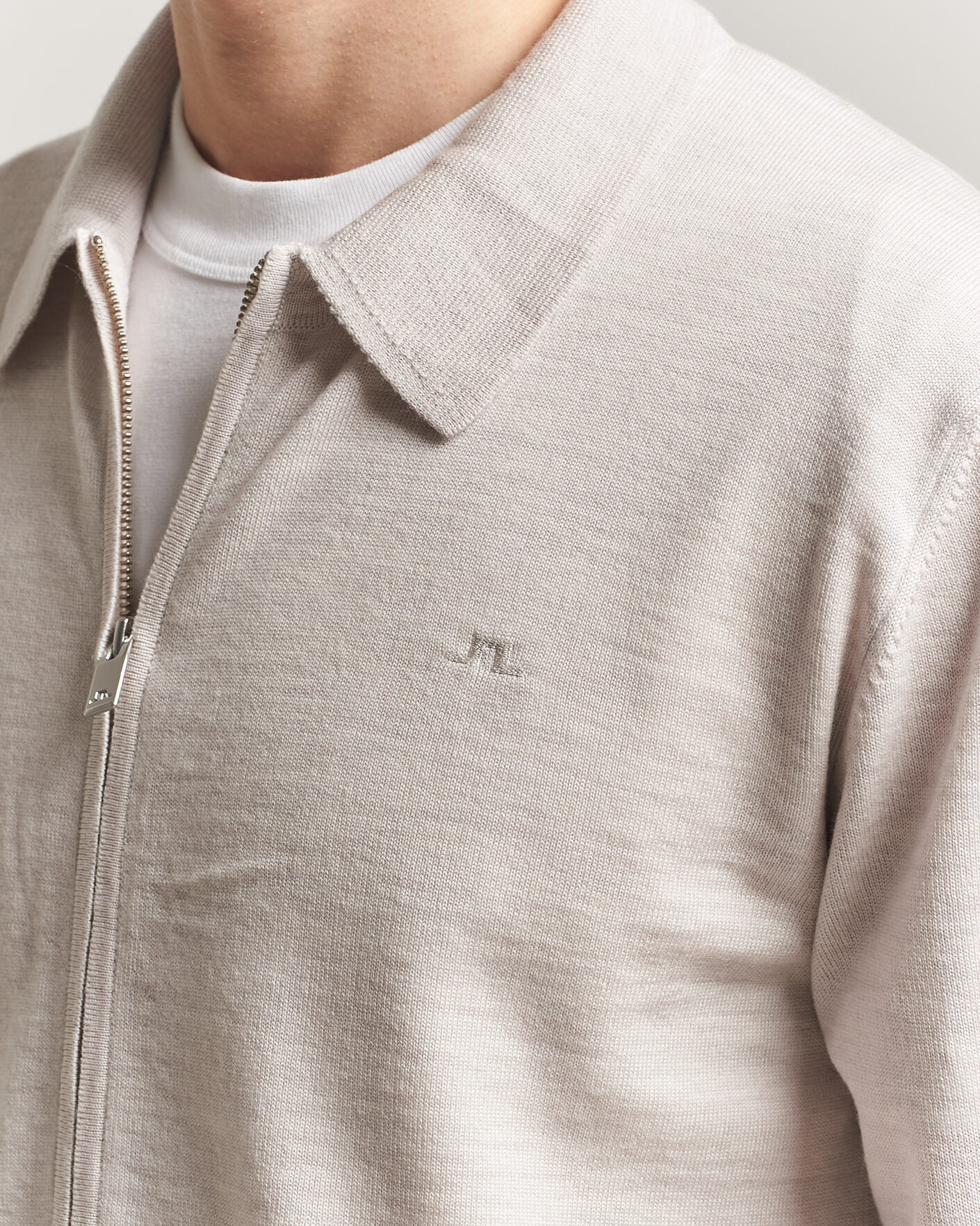 Men | Sweaters & Knitwear | J.Lindeberg | Kaleb Merino Cardigan Moonbeam Melange