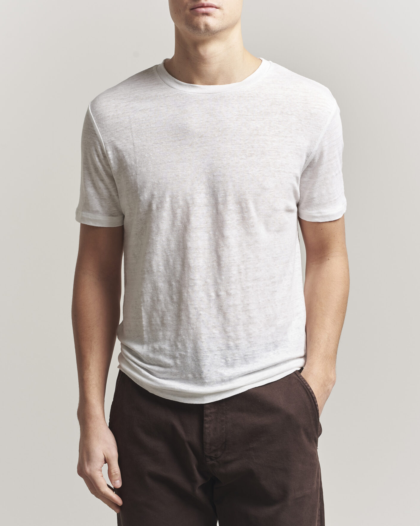 Men | T-Shirts | J.Lindeberg | Coma Linen T-Shirt White