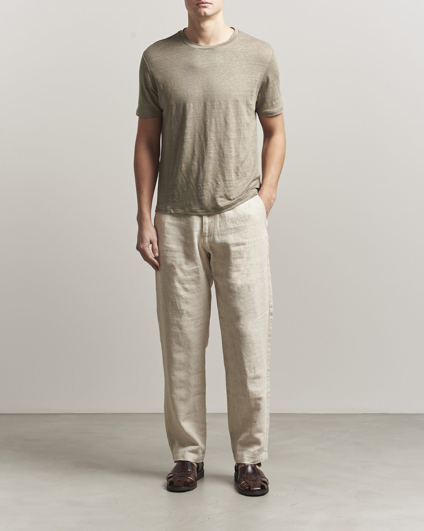 Men | T-Shirts | J.Lindeberg | Coma Linen T-Shirt Brindle