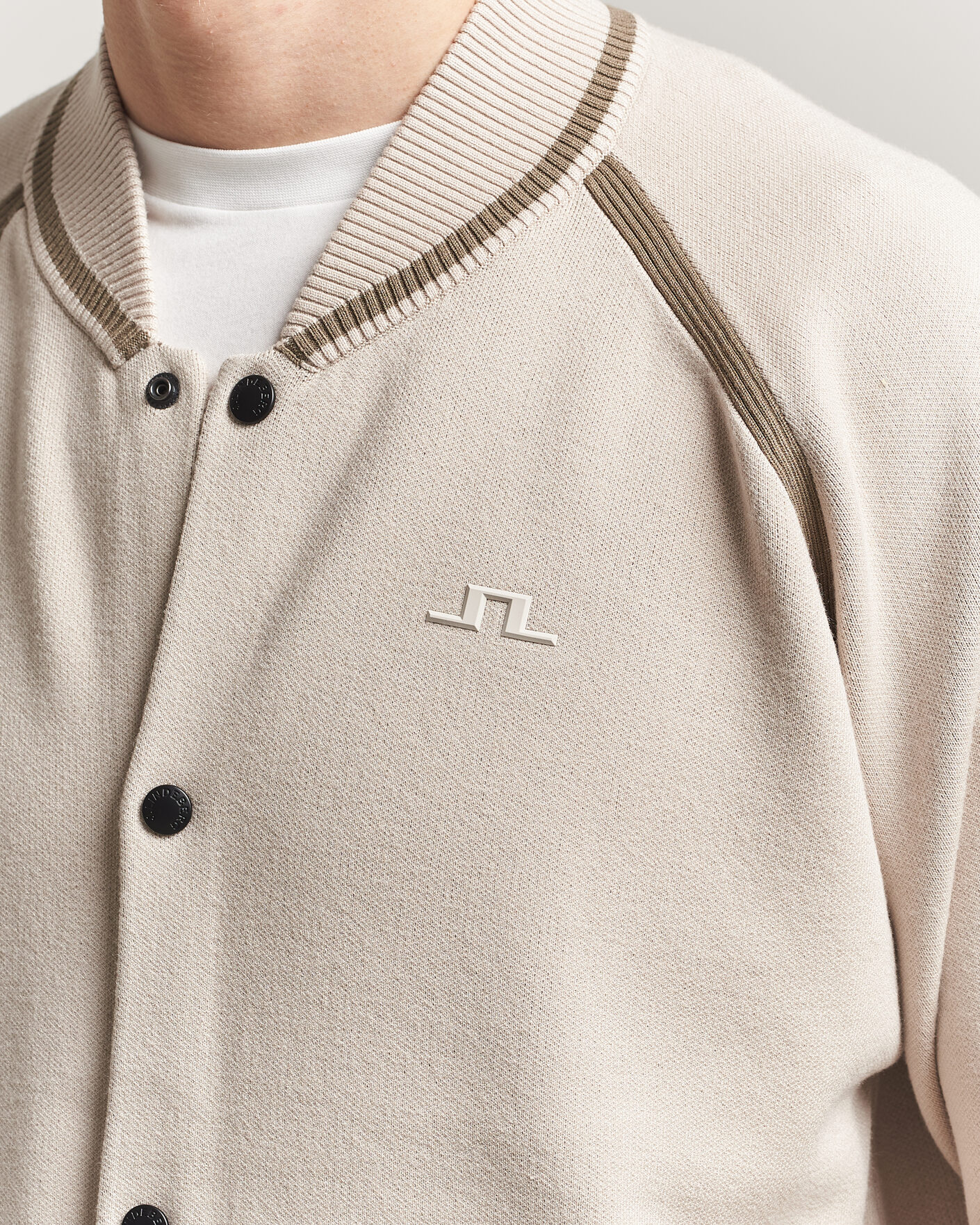 Men | Coats & Jackets | J.Lindeberg | Stanley Jacquard Knit Bomber Moonbeam