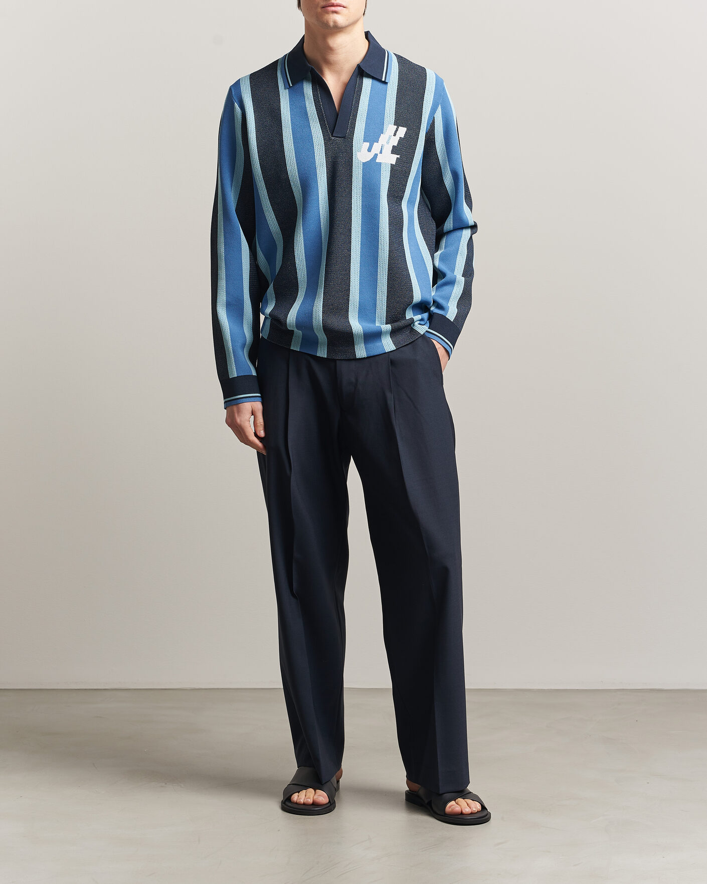 Men | Polo Shirts | J.Lindeberg | Silas Stripe Polo Knit JL Navy