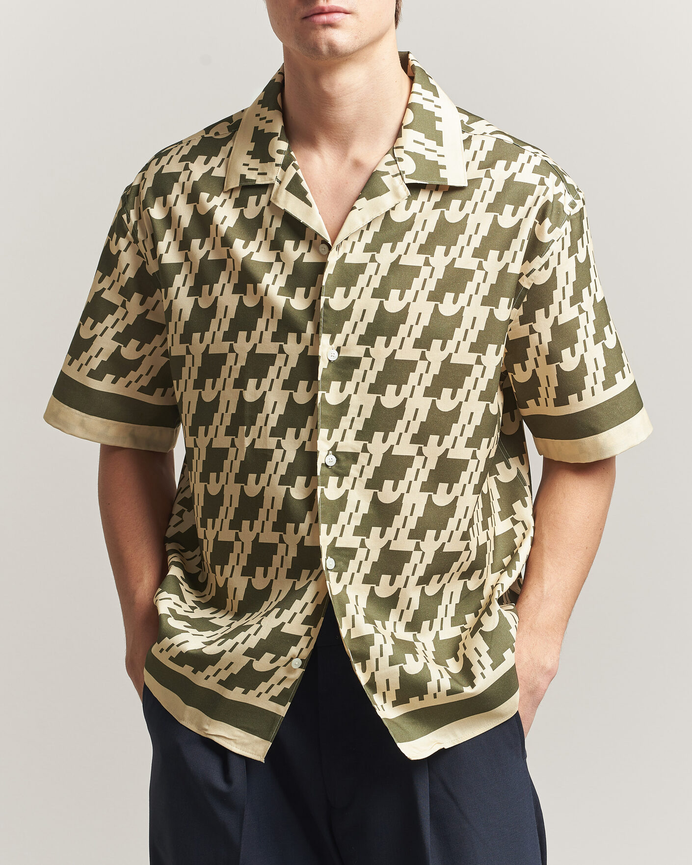 Men | Shirts | J.Lindeberg | Ellis Border Resort Shirt Glitch Kalamata