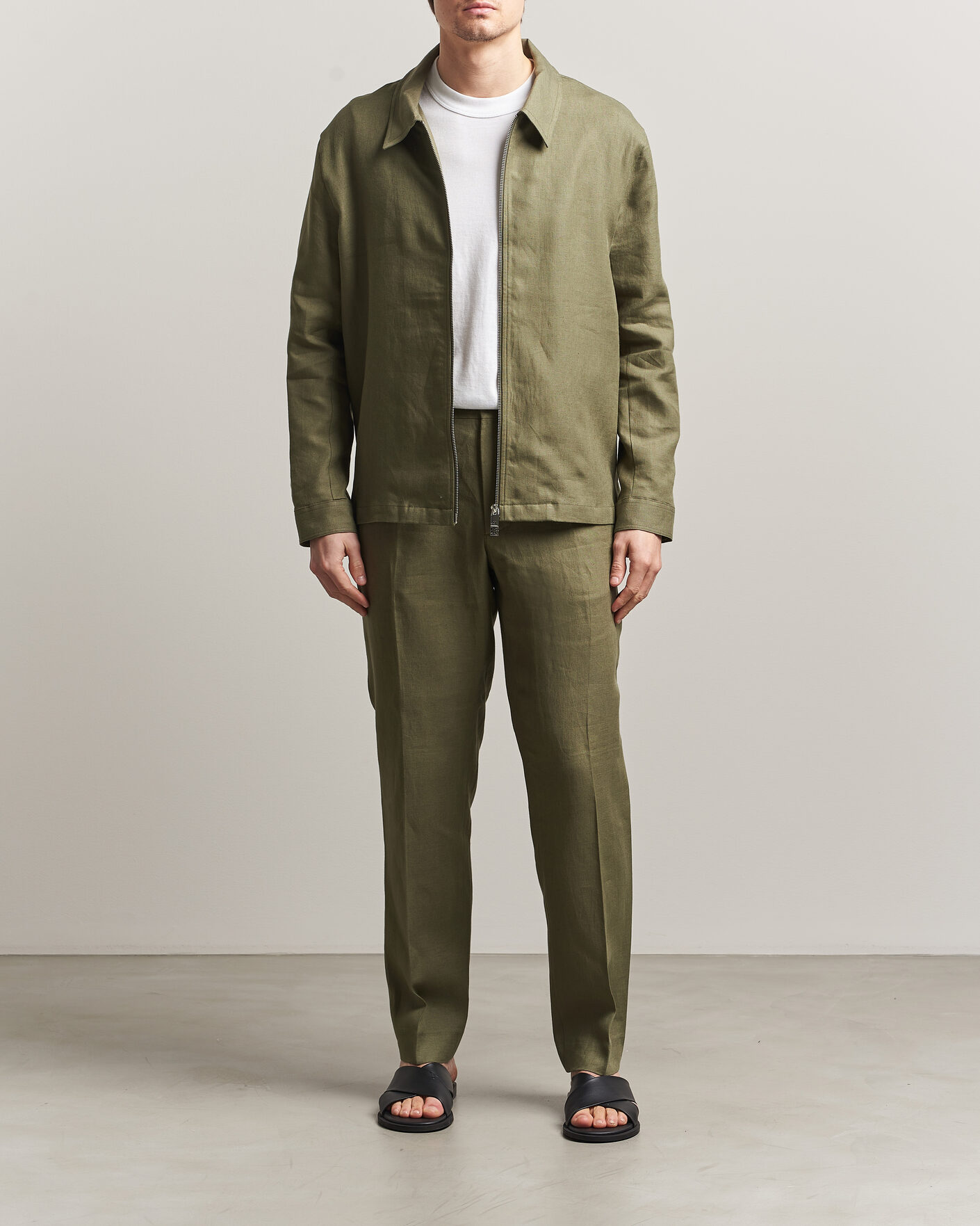 Men | Shirts | J.Lindeberg | Julius Drape Linen Overshirt Kalamata