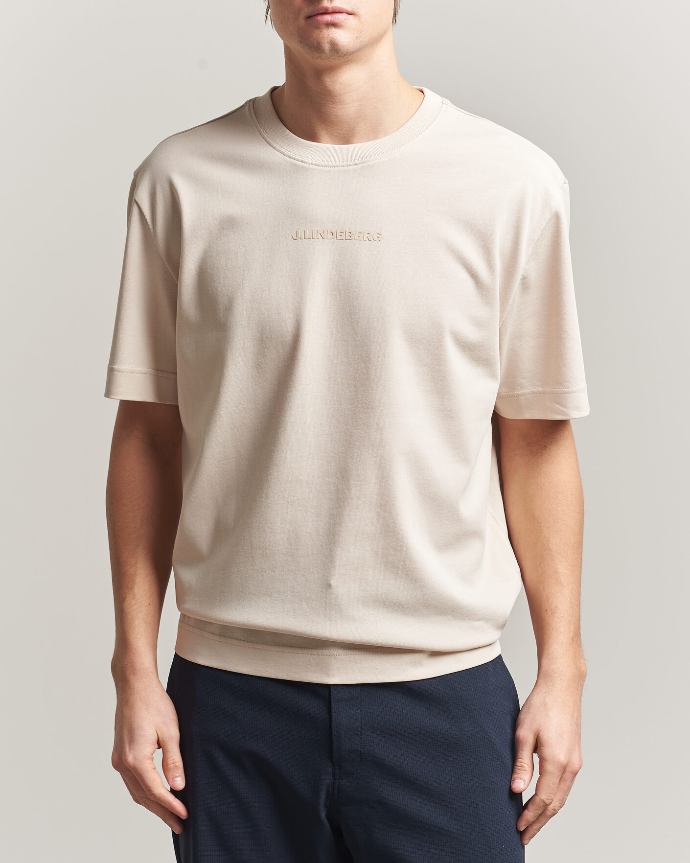 Men | T-Shirts | J.Lindeberg | Hale Heavy Logo T-Shirt Moonbeam