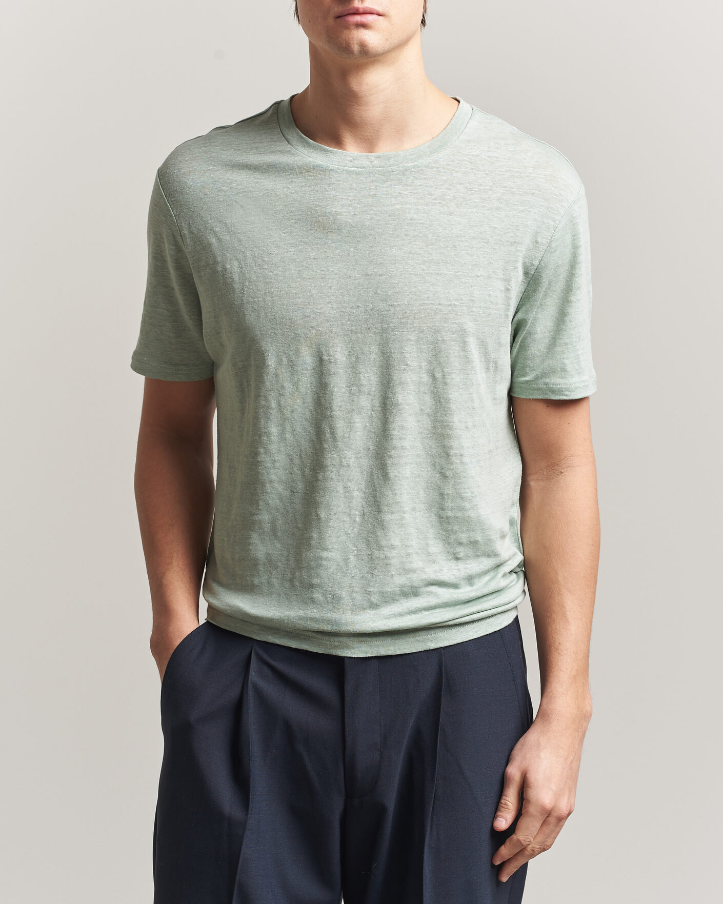 Men | T-Shirts | J.Lindeberg | Coma Linen T-Shirt Jadeite