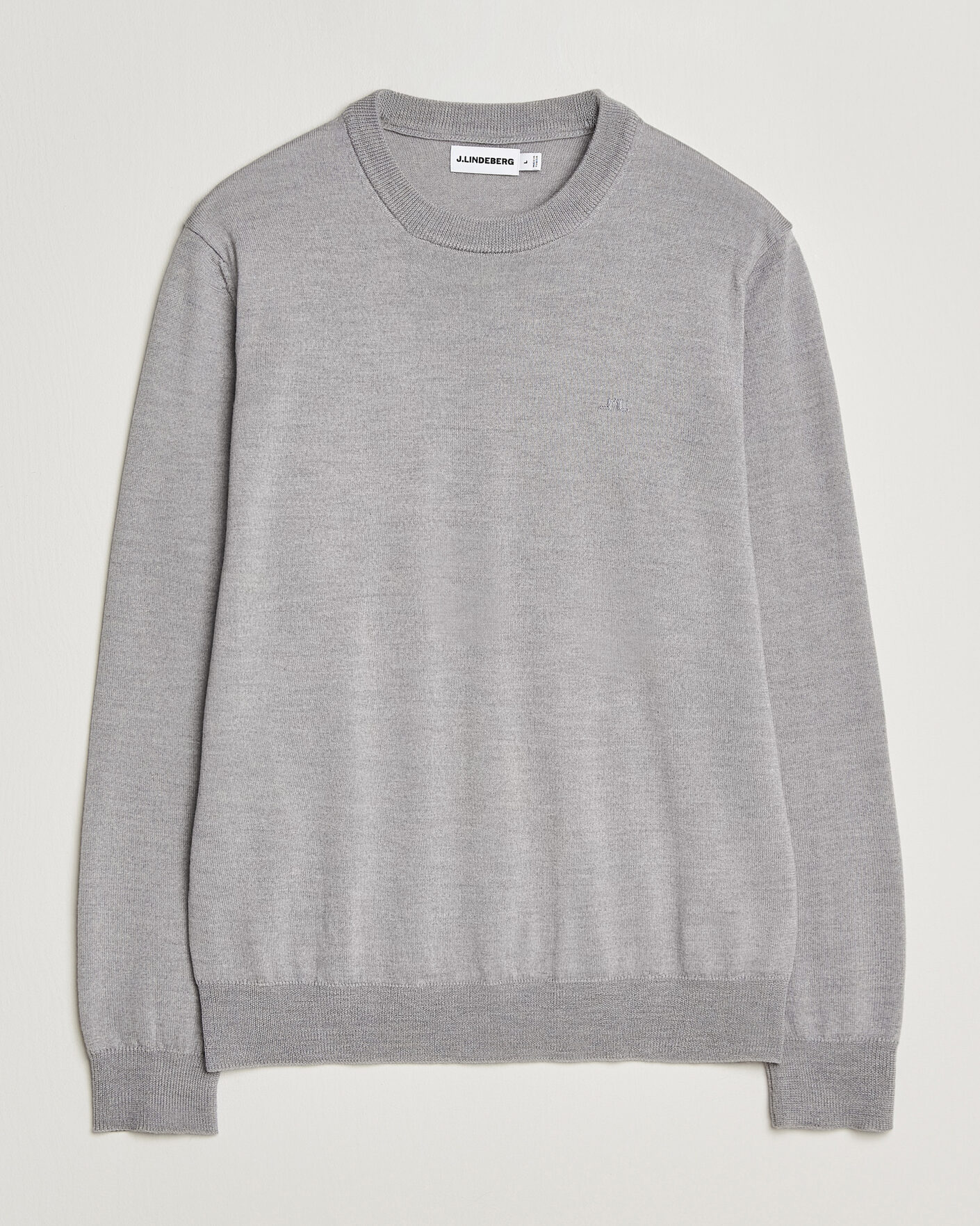 Men | Sweaters & Knitwear | J.Lindeberg | Keane Merino Crew Neck Pullover Light Grey Melange