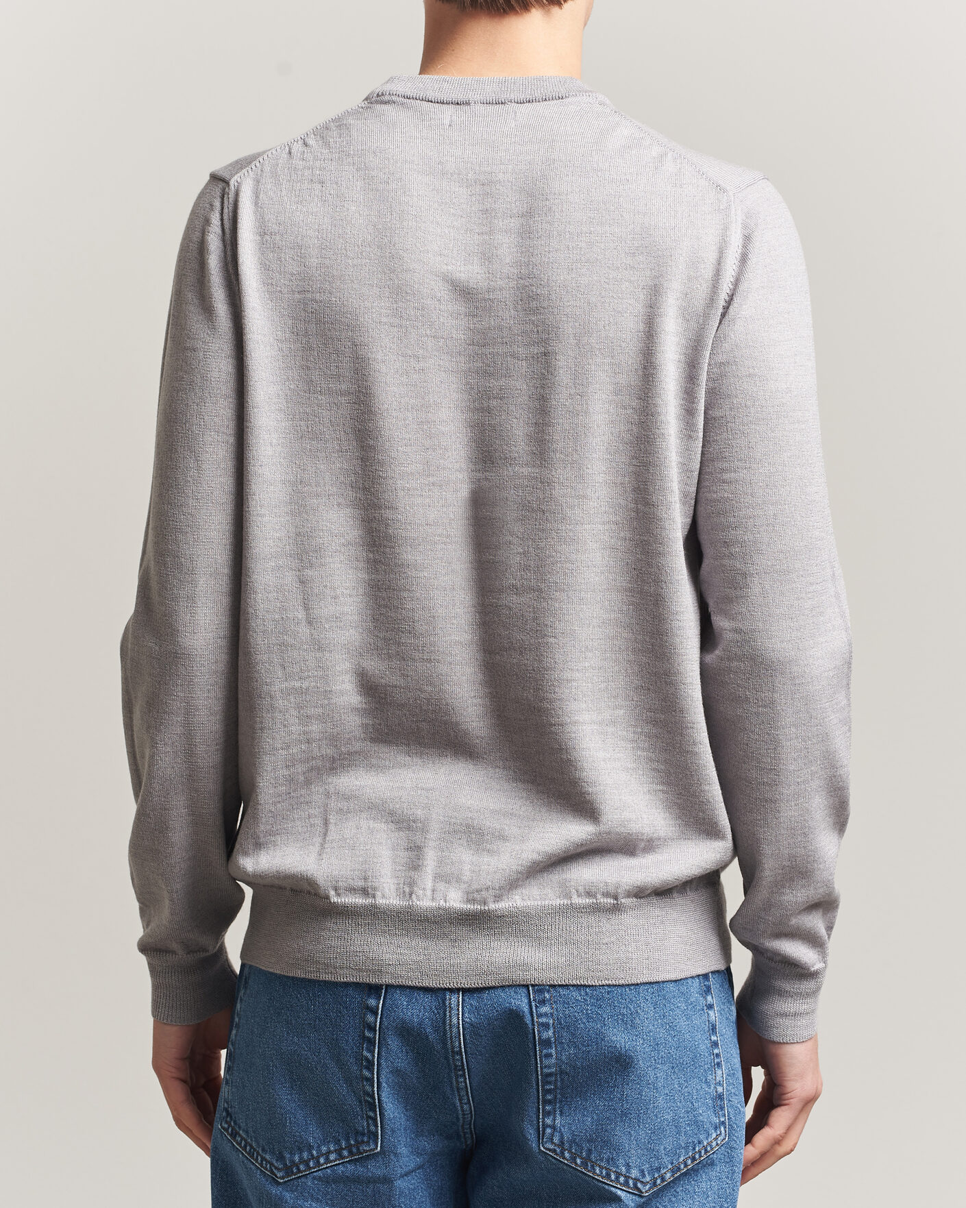 Men | Sweaters & Knitwear | J.Lindeberg | Keane Merino Crew Neck Pullover Light Grey Melange