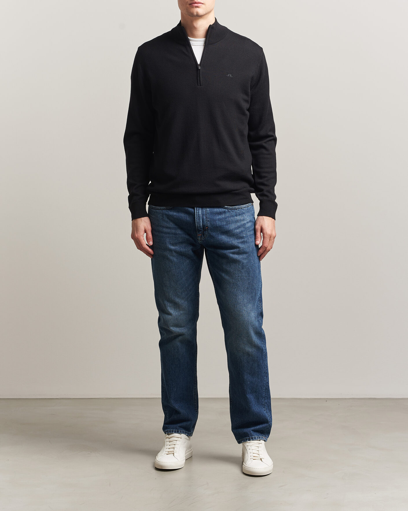 Men | Sweaters & Knitwear | J.Lindeberg | Kiyan Merino Half Zip Black