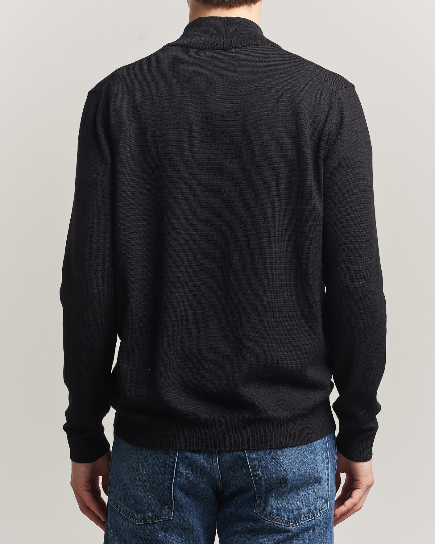 Men | Sweaters & Knitwear | J.Lindeberg | Kiyan Merino Half Zip Black