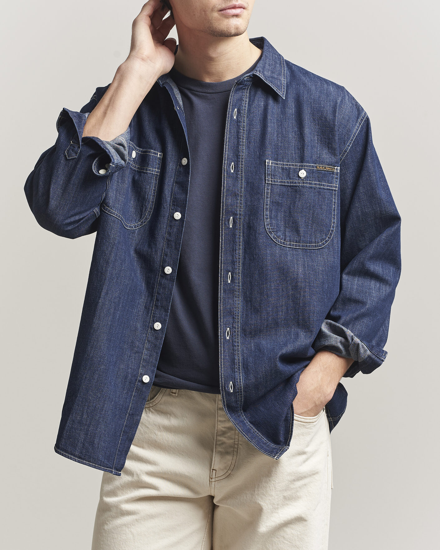 Men | Shirts | Nudie Jeans | Julian Denim Shirt Rinsed