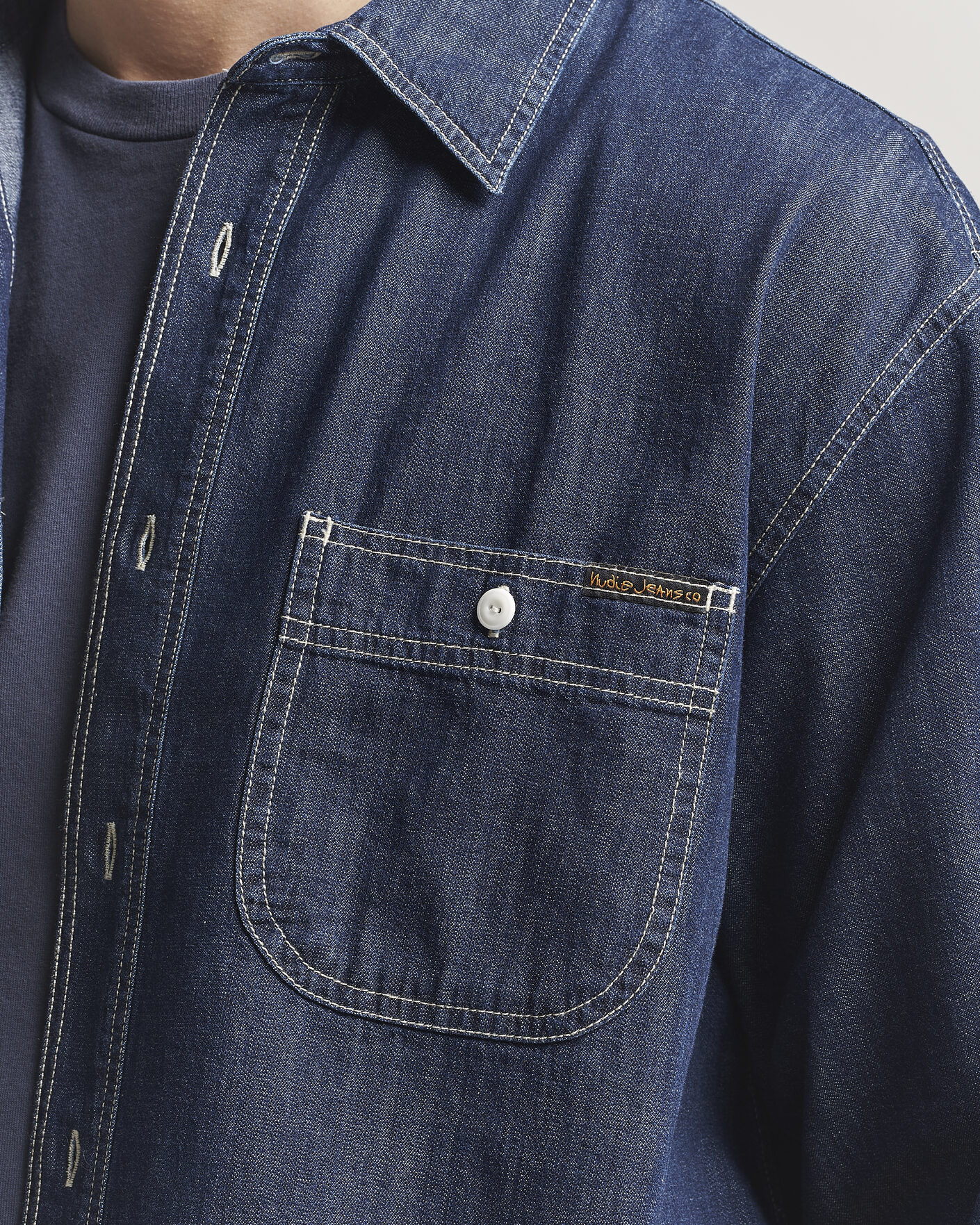 Men | Shirts | Nudie Jeans | Julian Denim Shirt Rinsed