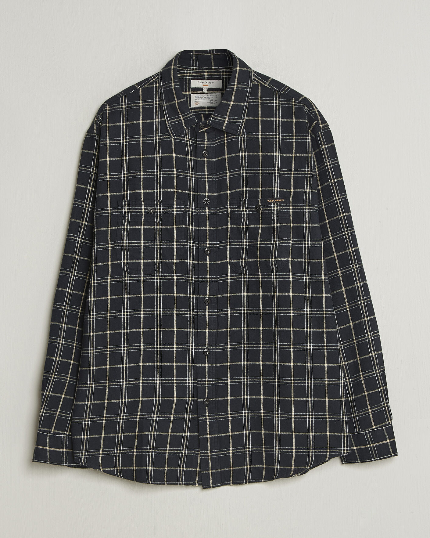 Nudie Jeans Julian Checked Worker Shirt Black at CareOfCarl.com