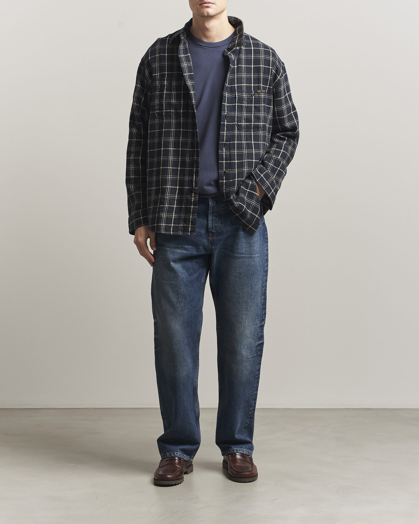 Men | Shirts | Nudie Jeans | Julian Checked Worker Shirt Black