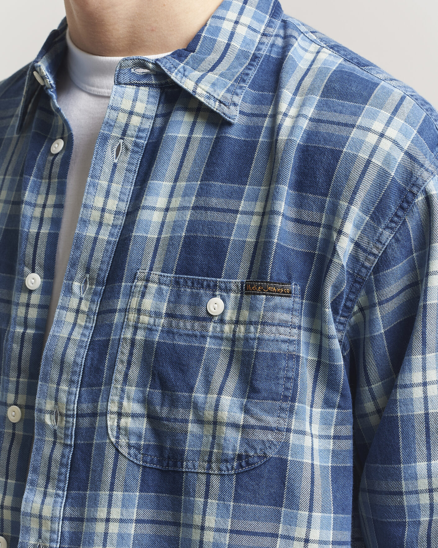 Men | Shirts | Nudie Jeans | Julian Checked Worker Shirt Indigo